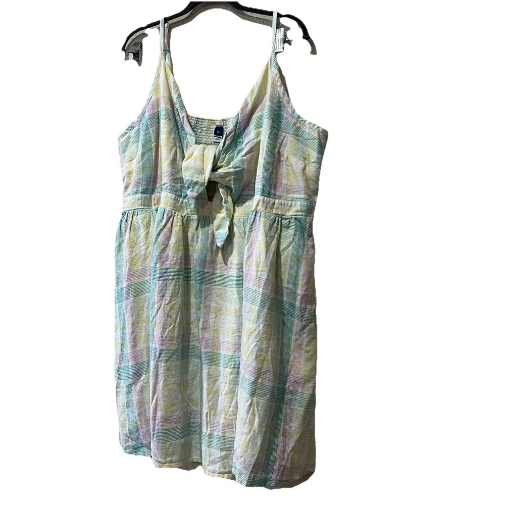 Old Navy Fit & Flare Tie-Front Smocked Linen Blend Mini Cami Dress White Size 3X